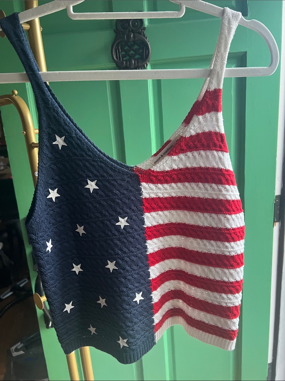 🇺🇸  soft Knit cotton Colorblock Tank Top - Red/White & Navy patriotic NEW medium